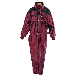 Vintage Kaelin All-Weather Ski Suit Mens XL Maroon & Black One-Piece Snowsuit Fu